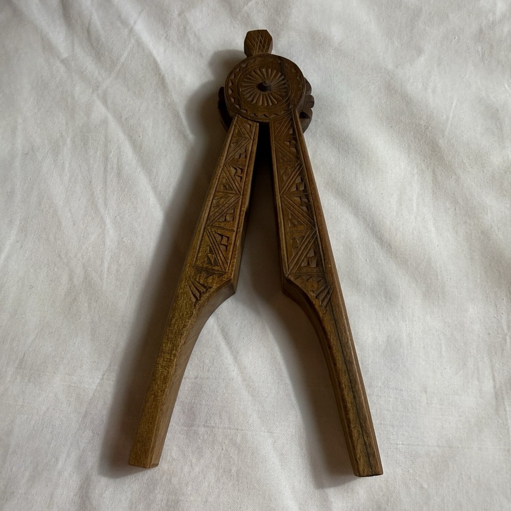 Vintage‎ Scandinavian Chip Carved Walnut Nut Cracker c. 1935